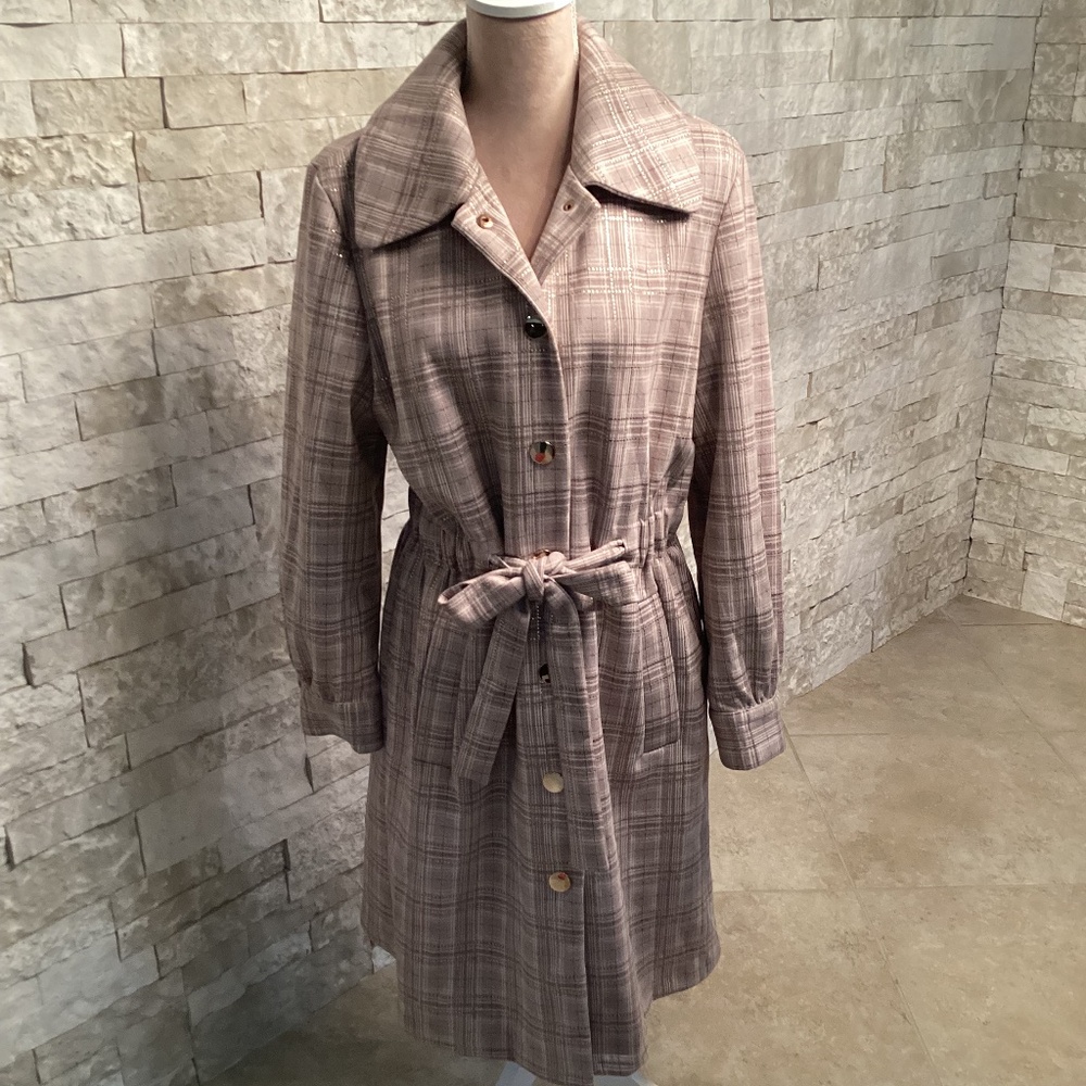 Alice Blue Plaid Trench Coat
